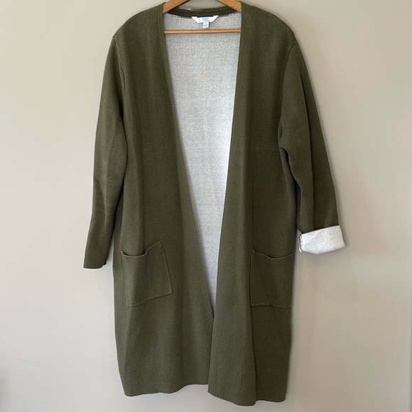 Long Cardigan, Olive Green color l, knee-length Women’s XL - Picture 1 of 10